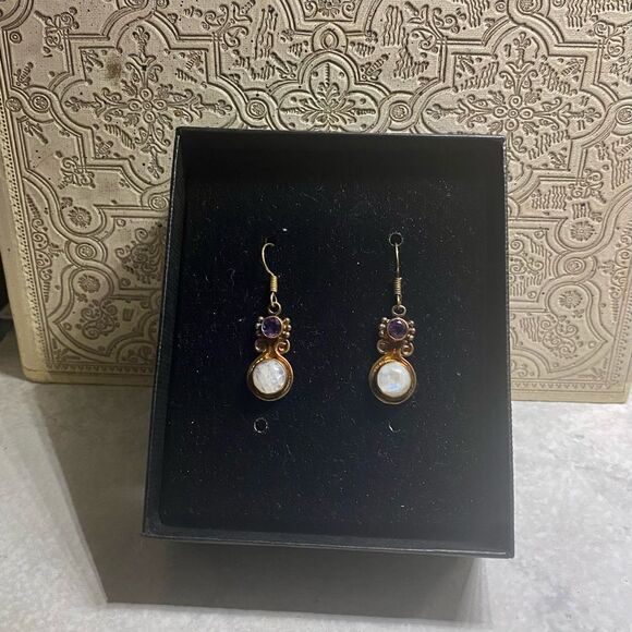 Amethyst & Moonstone Earrings - Picture 3 of 3